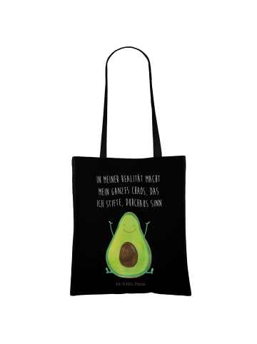 Mr. & Mrs. Panda Henkeltasche Avocado Glücklich mit Spruch in Schwarz