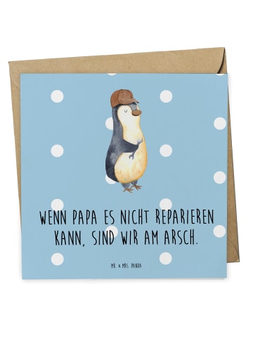 Mr. & Mrs. Panda Grußkarte Wenn Papa es nicht reparieren kann, s... in Blau Pastell