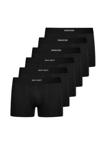 SNOCKS Boxershorts aus Bio-Baumwolle 6 Stück in Schwarz (Why Not)