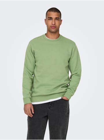 Only&Sons Basic Sweatshirt Langarm Pullover ohne Kapuze ONSCERES in Grün-3