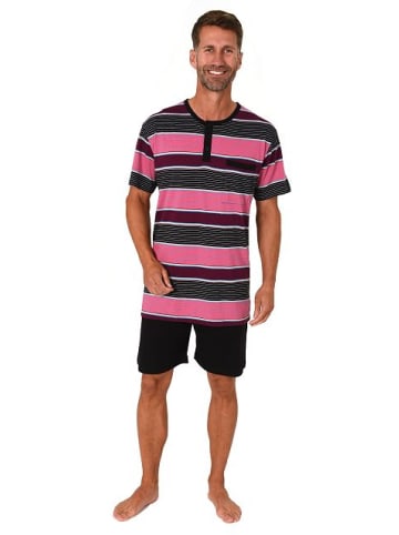 NORMANN kurzarm Schlafanzug Shorty Streifen - 80209 in pink
