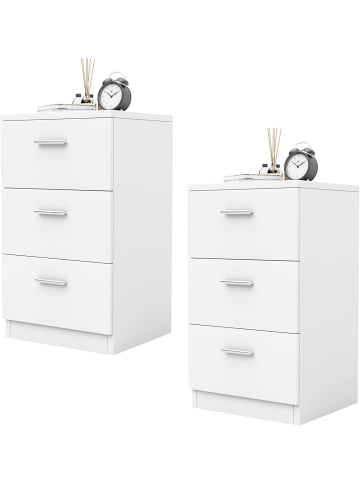 COSTWAY 2er Set Nachtschrank in Weiß