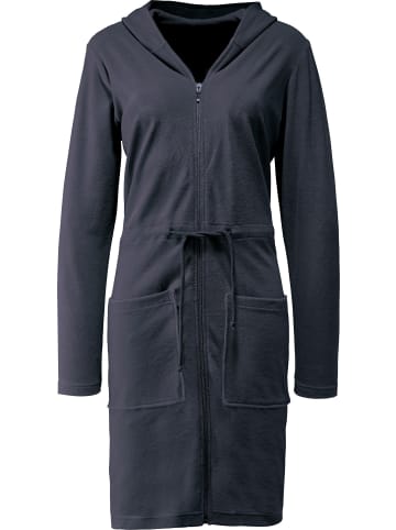 Erwin Müller Leichtfrottier Bademantel mit Kapuze Limbach in anthrazit