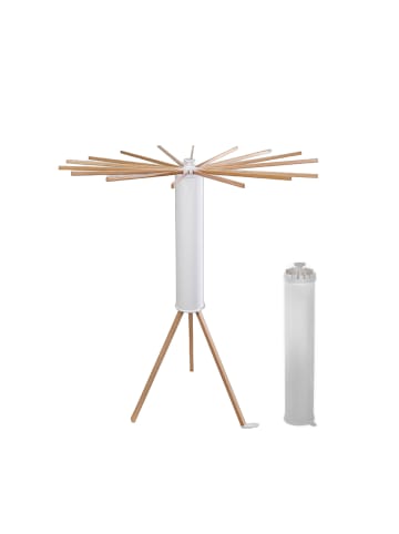 relaxdays Wäscheständer in Weiß/ Natur - (H)121 x Ø112 cm
