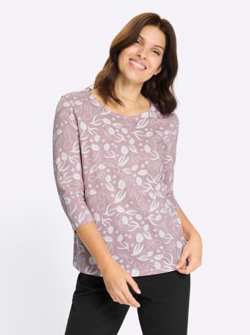 Sieh an! 3/4-Arm-Shirt in rosé-weiß-bedruckt