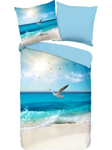 Good Morning Renforcé Wendebettwäsche in blau