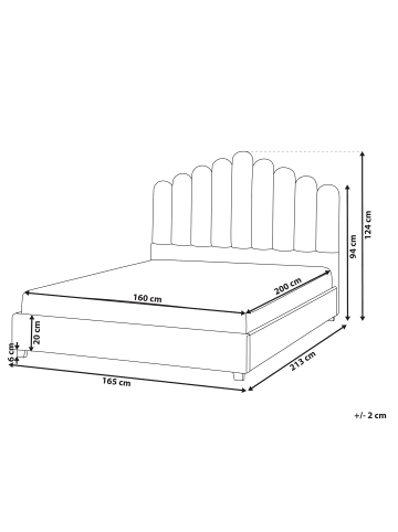 Beliani Doppelbett VINCENNES in Weiß/Schwarz - (W) 165 x (H) 124 x (L) 213 cm