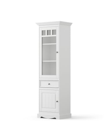 Feldmann-Wohnen Vitrine Belluno Elegante Kiefer weiß (RAL9010) lackiert 59,5 / 44 / 190cm