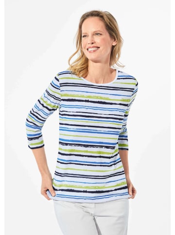 GOLDNER Pflegeleichtes Shirt in Ringeloptik in marine / hellgrün / blau / geringelt