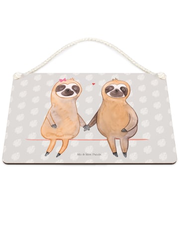 Mr. & Mrs. Panda Deko Schild Faultier Pärchen ohne Spruch in Grau Pastell