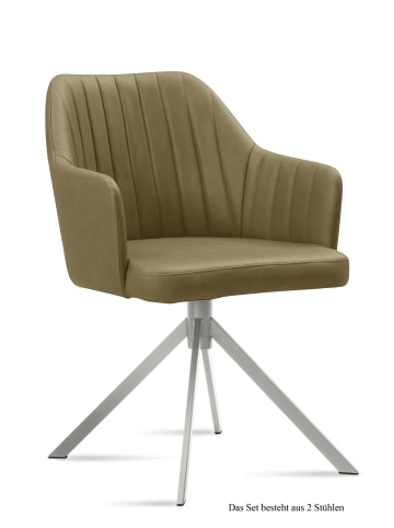 58 aufm Kessel ARMLEHNSTUHL (2er-Set) Dorthe 58x81x60 Edelstahl/Olivgrün