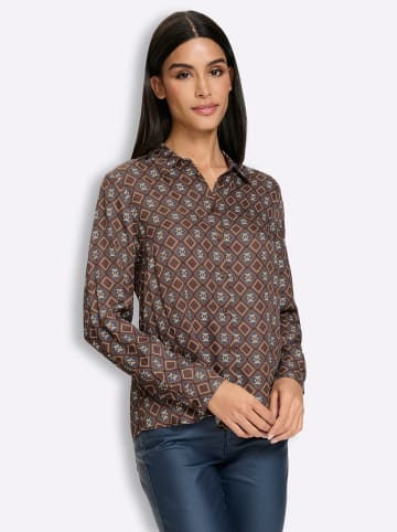 Heine Druckbluse in schoko-rauchblau-bedruckt
