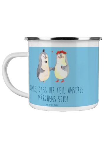 Mr. & Mrs. Panda Camping Emaille Tasse Gastgeschenke Märchen mit... in Sky Blue