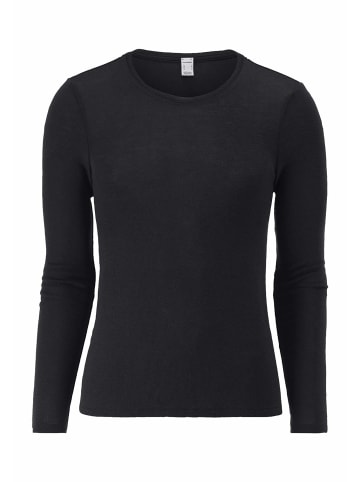 Hessnatur Hessnatur Longsleeve PURE FUNCTION aus Bio-Merinowolle und Seide in schwarz