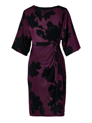 Mart Visser Kleid mit Mailänder Print, Schwarz/Dunkelbeere