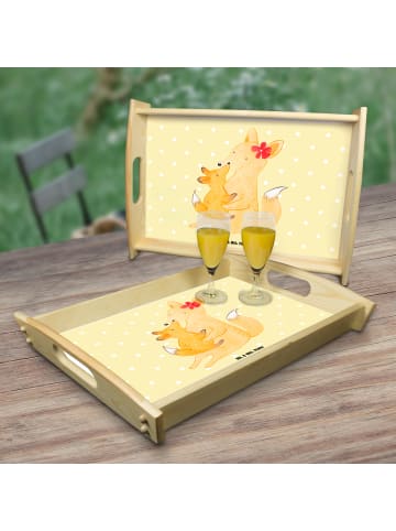 Tablett Holz Fuchs Mama ohne Spruch in Gelb Pastell