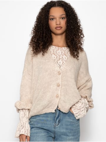 SASSYCLASSY Cardigan mit 3/4-Ärmeln in Offwhite