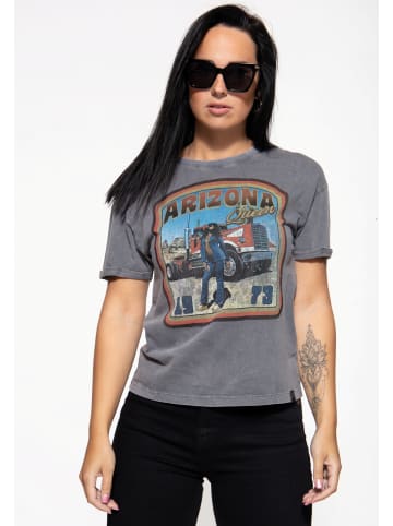 Queen Kerosin Queen Kerosin Acidwash T-Shirt Arizona Queen in stahlgrau
