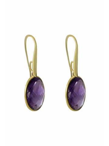 Gemshine Ohrringe Ovale Amethysten in gold coloured