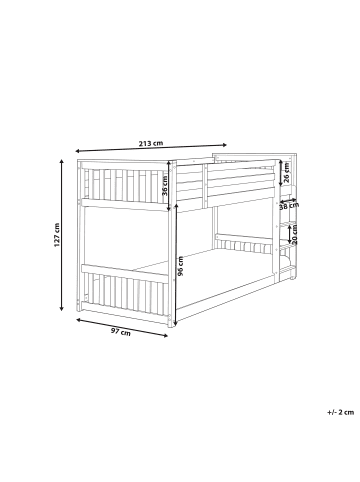 Beliani Hochbett LAZER in Braun - (W) 97 x (H) 127 x (L) 213 cm
