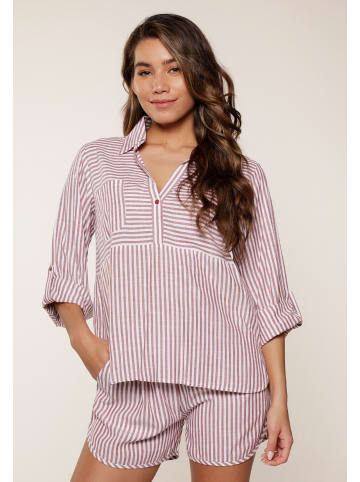 Linga Dore set Pyjama in Soft bordeaux stripe