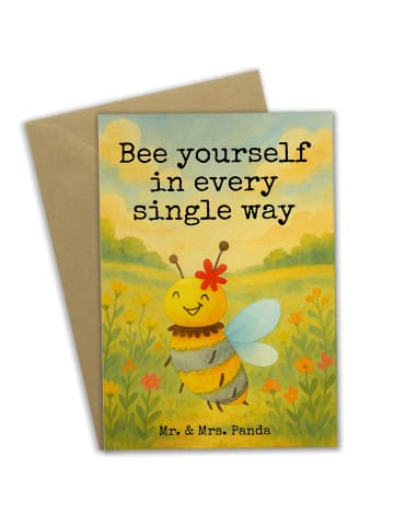 Mr. & Mrs. Panda Grußkarte Biene Blume Design mit Spruch in Weiß