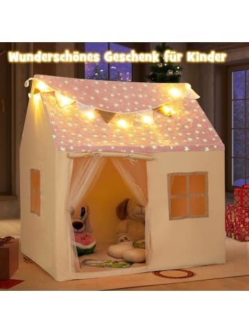 COSTWAY Spielhaus Kinder Indoor mit Sternenlichtern in Rosa
