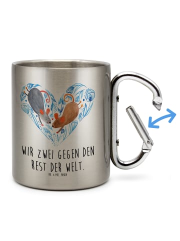 Mr. & Mrs. Panda Pott Mäuse Herz mit Spruch in Silber