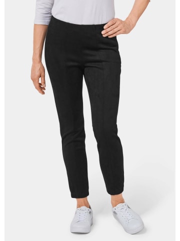 GOLDNER Leggings in Veloursleder-Optik in schwarz