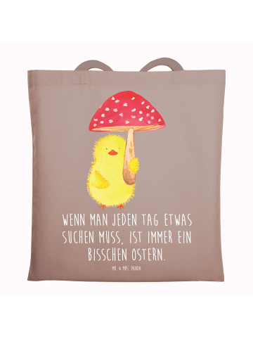 Mr. & Mrs. Panda Beutel Küken Fliegenpilz mit Spruch in Braun Pastell