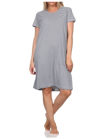 NORMANN Kurzarm Nachthemd Streifenoptik in marine