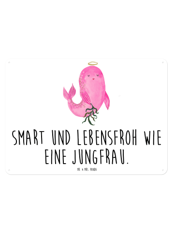 Mr. & Mrs. Panda Schild Sternzeichen Jungfrau mit Spruch in Weiß