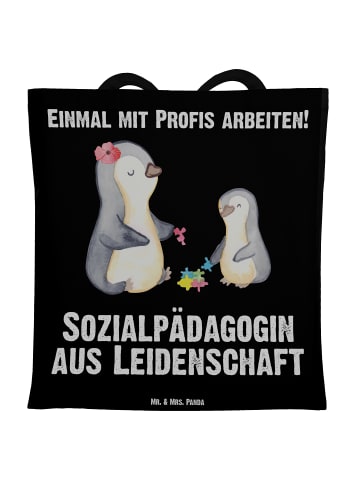 Mr. & Mrs. Panda Shopping Tasche Sozialpädagogin Leidenschaft mi... in Schwarz