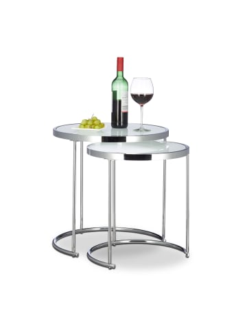 relaxdays 2x Satztisch in Silber