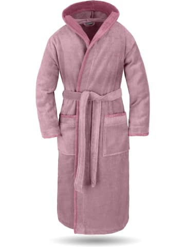 normani Damen Wellness-Bademantel aus 100% Baumwolle in Rosa/Hellrosa