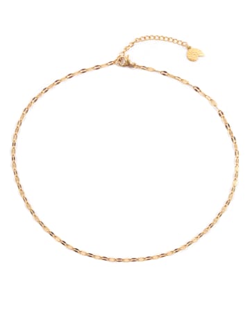 Hey Happiness Vergold. Halskette Choker Edelstahl in Gold - (L) 34 cm