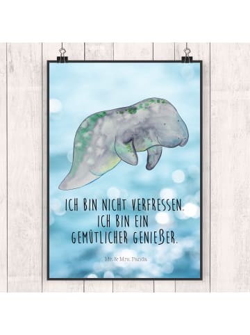 Mr. & Mrs. Panda Poster Seekuh Chillen mit Spruch in Oceanblue