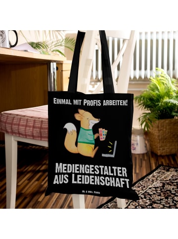 Mr. & Mrs. Panda Tote Bag Mediengestalter Leidenschaft mit Spruch in Schwarz