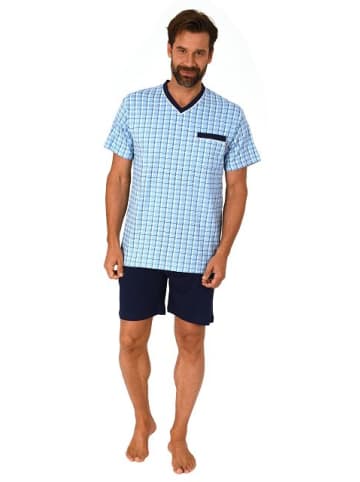 NORMANN kurzarm Schlafanzug Shorty Pyjama - 82820 in hellblau