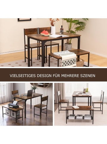 COSTWAY Esstisch Set 4-teilig in Braun