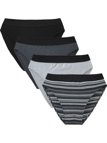 Erwin Müller Baumwolle, Single-Jersey Slip 4er-Pack in schwarz