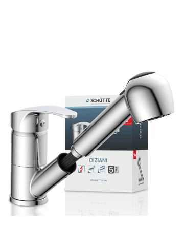 Franz Joseph Schütte DIZIANI Spültischarmatur Niederdruck, Chrom, mit herausziehbarer Geschirrbrause