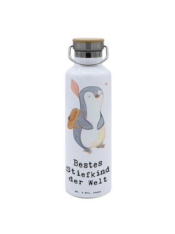 Mr. & Mrs. Panda Sport Trinkflasche Pinguin Bestes Stiefkind der... in Weiß
