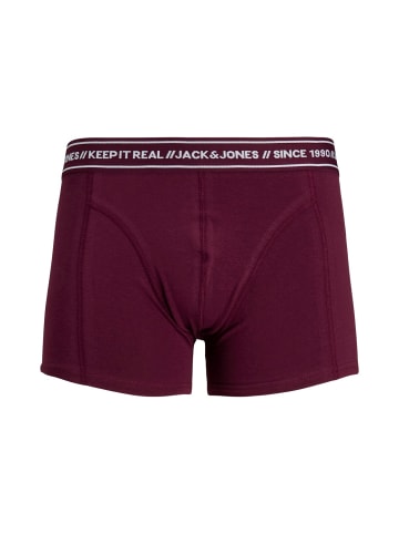 Jack & Jones 3er Pack JACTEXT TRUNKS Set Boxershorts Unterhosen in Schwarz-Bordeaux