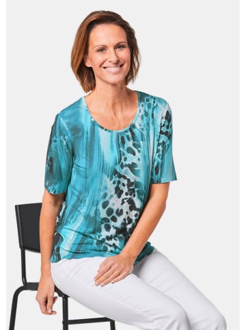 GOLDNER Kurzgröße:  Bequemes Druckshirt im Mustermix in türkis / gemustert