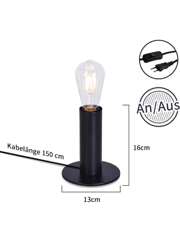 ZMH Tischleuchte 1-flammige E27 vintage in schwarz B 13cm