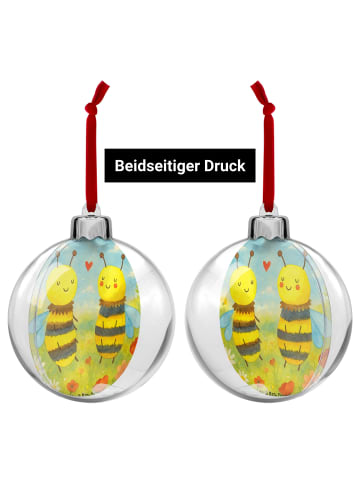 Mr. & Mrs. Panda Weihnachtskugel Biene Verliebt Design ohne Spruch in Weiß