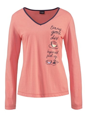 Vivance Active Pyjama in ecru-grau-meliert, koralle-marine