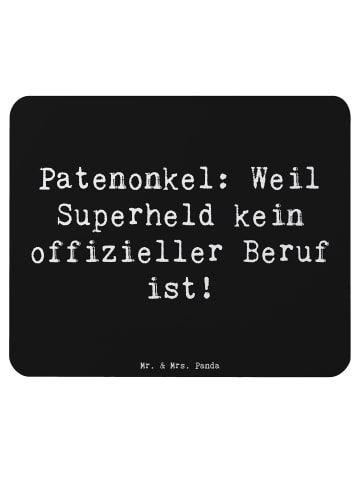 Mr. & Mrs. Panda Mousepad Spruch Patenonkel Superheld mit Spruch in Schwarz