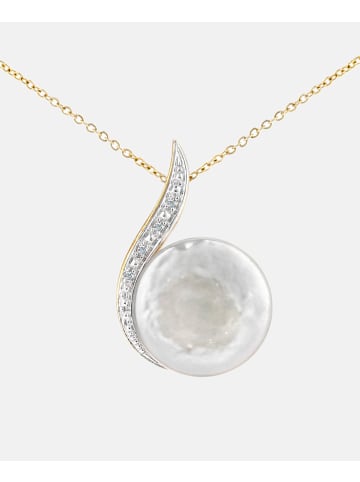 Diamant L'éternel Halskette mit Anhänger aus 375 Gelbgold mit 0.02 Karat Diamant mit Perle